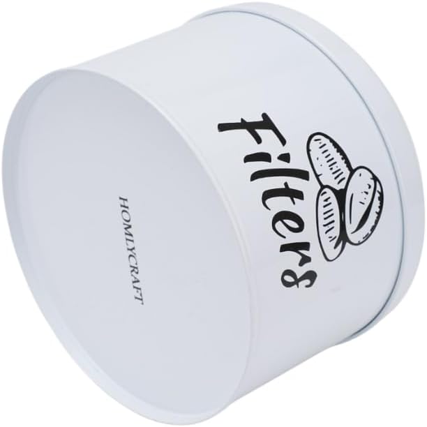 Coffee Filter Holder with Metal Lid – Coffee Filter Container for Countertop – Modern Organizer for Cone Filters – Coffe Bar Accessory for Kitchen Decor (white)