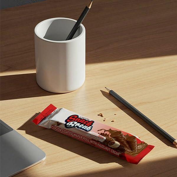 Snack Break Hazelnut Wafer Rolls, Rolled Wafer Cookies, Cocoa Coated Delicious Snack, Individually Wrapped, Crunchy Sticks for On-the-Go, Coffee, Tea, 24 Count (Pack of 1)