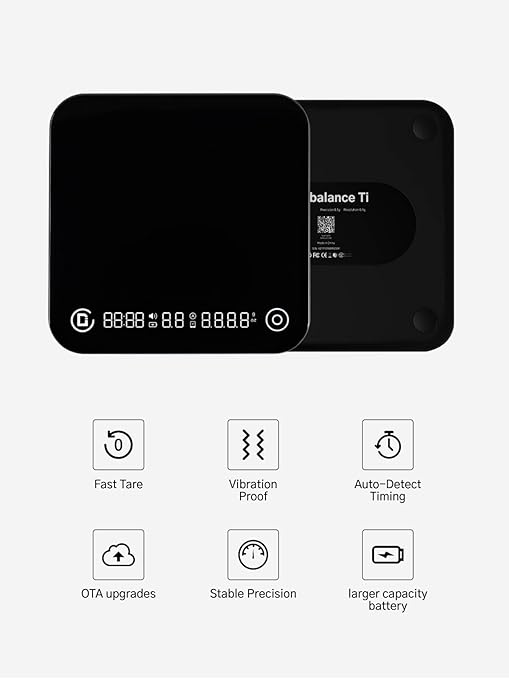 Digital Coffee Scale with Timer and Flow Rate Tracking, 0.1g Precision, 3kg Capacity, Rechargeable, Smart App Compatible, Ideal for Espresso and Pour Over Brewing