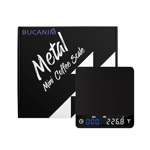 Metal Coffee Scale with Timer, Espresso Scale with Auto Timing, 3 Mode for Espresso Machine and Pour-Over, 2kg/0.1g High Precision Scale, Aluminum Body with LCD Display, Rechargeable