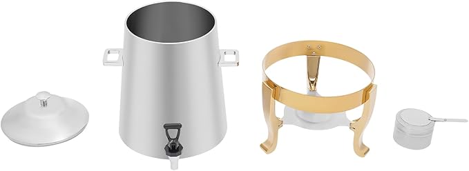 Stainless Steel Beverage Dispensers, Drink Dispenser with Fuel Holder & Base & Stainless Steel Faucet 3.4Gal Hot Beverage Dispenser, Commercial Coffee Urn for Hotels, Canteens(Gold Shelf)