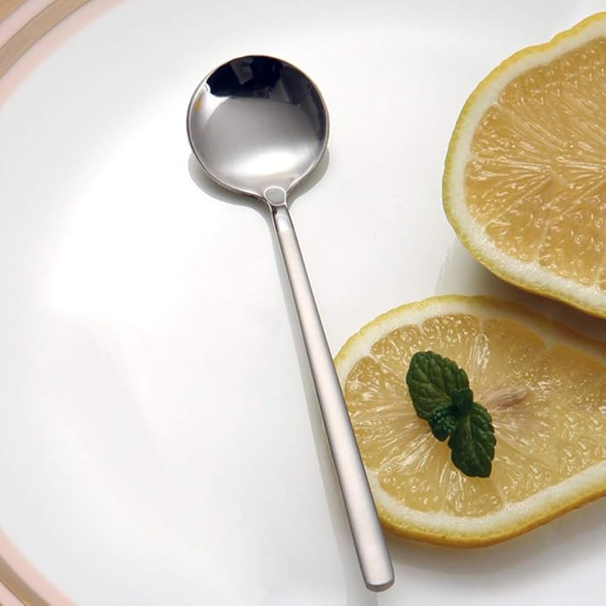 8-piece Mini Teaspoons Espresso Spoons Matte Silver Frosted Handle Stainless Steel Spoons for Tea Ice Cream Coffee Dessert Espresso Sugar Milk 5.3 Inches