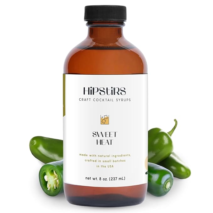 HipStirs Sweet Heat Jalapeño Simple Syrup - Spicy Cocktail Mixer for Margaritas, Palomas & More - Our Jalapeño Infused Spicy Syrup for Cocktails is Non-GMO, Gluten Free & Vegan (8 FL Oz)