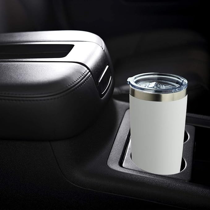 COMOOO 20oz White Tumbler Double Wall Vacuum Insulated Coffee Travel Mug Stainless Steel Tumbler Bulk with Lid and Straw Powder Coated Insulated Coffee Cup for Cold & Hot Drinks (White, 6 Pack)