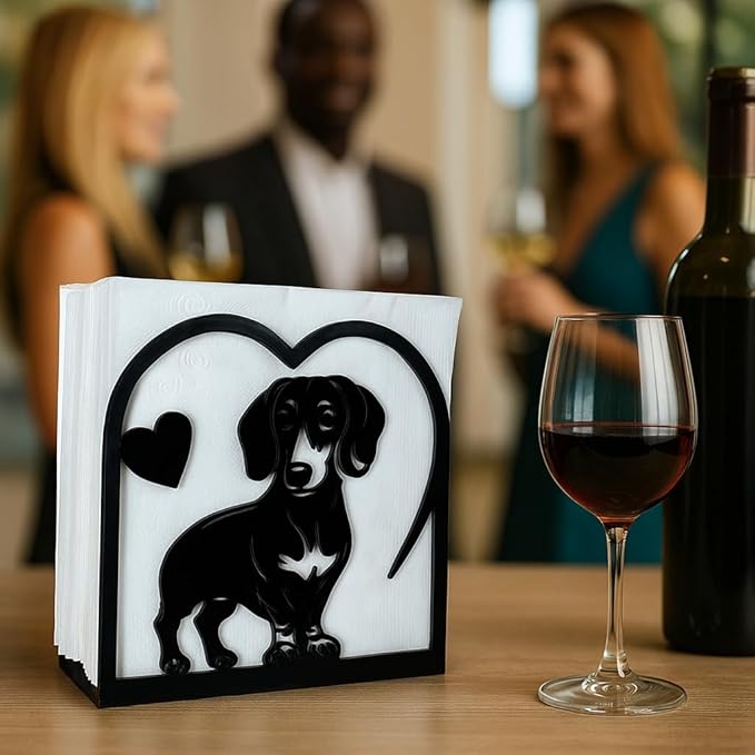 Decorative Cat and Dog Napkin Holder – Metal Napkin Organizer for Everyday & Cocktail Napkins – Cute cat Coffee filter holder size #2 & #4 for Kitchen Table Decor Gift for Animal Lovers 2-Pack