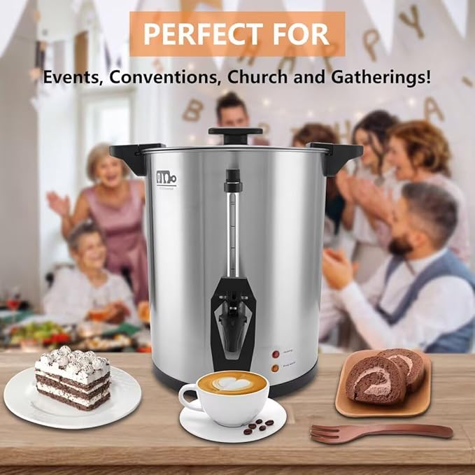 95 Cup 16L/4.23Gallon Commercial Coffee Urn, Festa Essential 1500W Large Percolate Coffee Maker, Hot Beverage dispenser With Double Dripless Faucet,Quick-Brewing Hot Water Urn for Catering,Home,Events