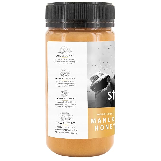 Steens Manuka Honey - MGO 263+ - Pure & Raw 100% Certified UMF 10+ Manuka Honey - Bottled and Sealed in New Zealand - 17.6 oz Jar…