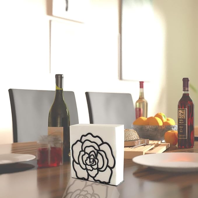 Napkin Holder for Table,Metal Napkin Holder for Kitchen Dining Farmhouse Cocktail Picnic Bar Rustic, Modern Napkins Holder for All Dining Room Decors (Flower)