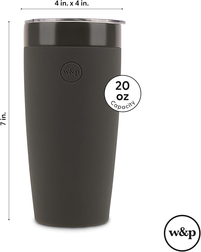 W&P Porter Insulated Tumbler 20 oz | No Metallic Aftertaste Ceramic Coated for Water, Coffee, & Tea | Wide Mouth Vacuum Insulated | Dishwasher Safe, Terrazzo Blush