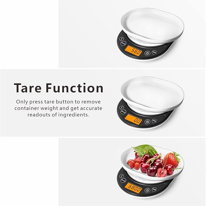 Smart Digital Food Scale Grams and Ounces, Kitchen Food Scale with Nutritional Calculator,Food Weight Scale for Weight Loss,Keto, Macro,Calorie,Cooking,Meal Prep 0.1g/3kg,6 Units,LCD Display