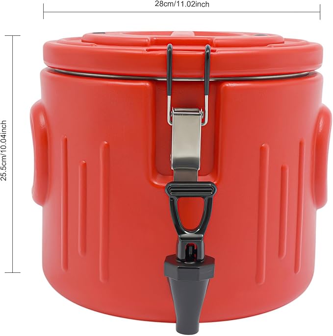 Insulated Beverage Dispenser - 10.5Qt Stainless Steel Hot and Cold Beverage Server with Spigot Handle, Commercial Thermal Container for Water Coffee Drink Catering Restaurant