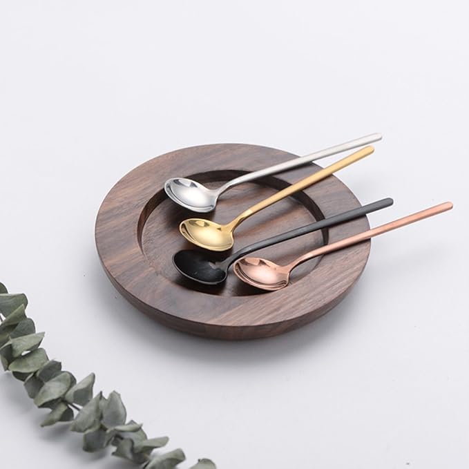 12 PCS Tea Spoons, 18/8 Stainless Steel Espresso Spoon, 5.2 Inches Vogue small coffee Spoon, Cappuccino Stirring Spoons for Dessert, Ice Cream, Frosted Handle, Sweejar (Black)