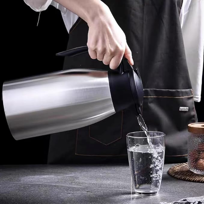 Thermal Coffee Carafe 70 oz / 2L Insulated Stainless Steel, Coffee Carafes Double Walled Vacuum Pot Flask - Hot Beverage Dispenser/Water, Tea - Keep 12/24 Hours Hot/Cold (Silver)