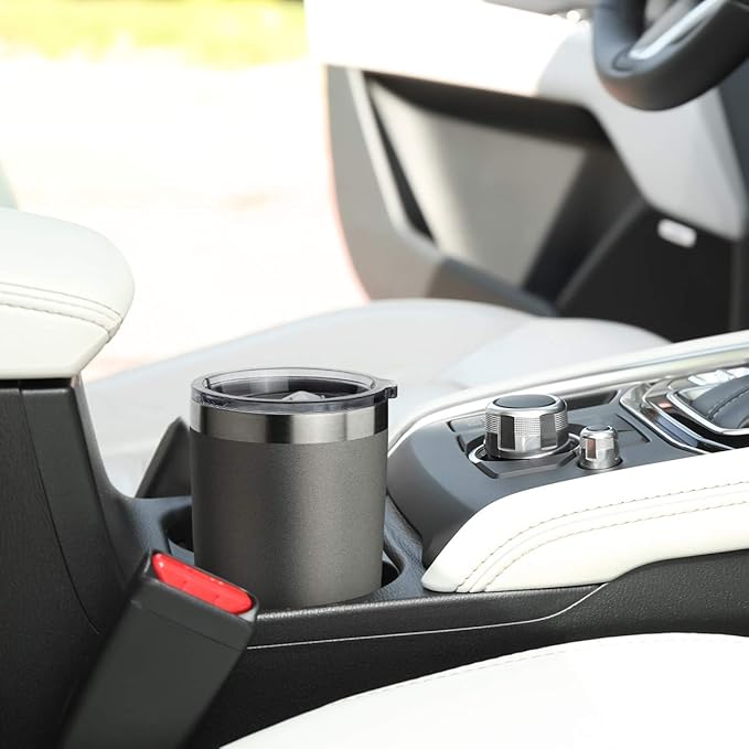 COMOOO 20oz 4Pack Double Wall Vacuum Insulated Travel Mug, Stainless Steel Tumbler with Lid, Durable Powder Coated Insulated Coffee Cup for Cold & Hot Drinks (Grey, 4 Pack)