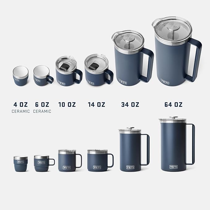 YETI Rambler 14 oz Ceramic Lined Stackable Mug, Vacuum Insulated, Stainless Steel with MagSlider Lid, Black