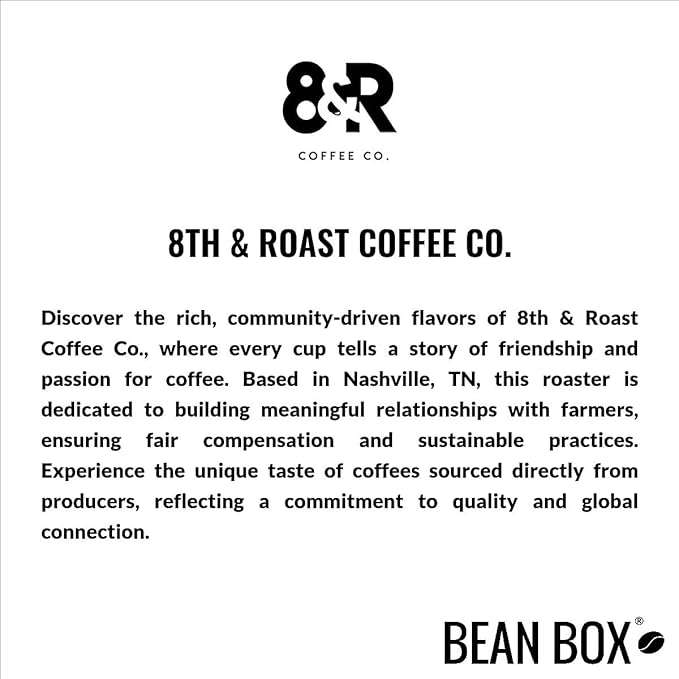 Bean Box Nashville Coffee Sampler, 2-Pack - Roasted by 8th & Roast Co., Gourmet Arabica Coffee, Variety Pack - Whole Bean