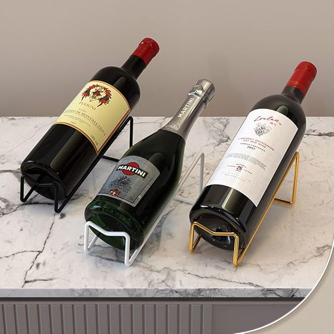 4 Pcs Metal Wine Rack Freestanding -Tabletop/ Countertop Wine Rack Holder - Wine Bottle Storage Rack, Party Wine Holder Stand, Unique Wine Gifts and Accessories for Wine Lovers (White)