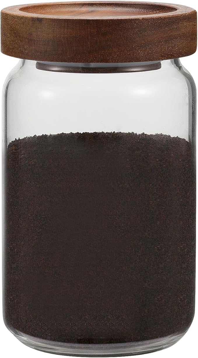 Small Glass Jar with Lids Thicken Glass Coffee Storage Canister Borosilicate Glass Food Containers Bottle for Spice Ground Nut Pasta Sugar Candy Tea (6.7oz(200ml)-1 PACK