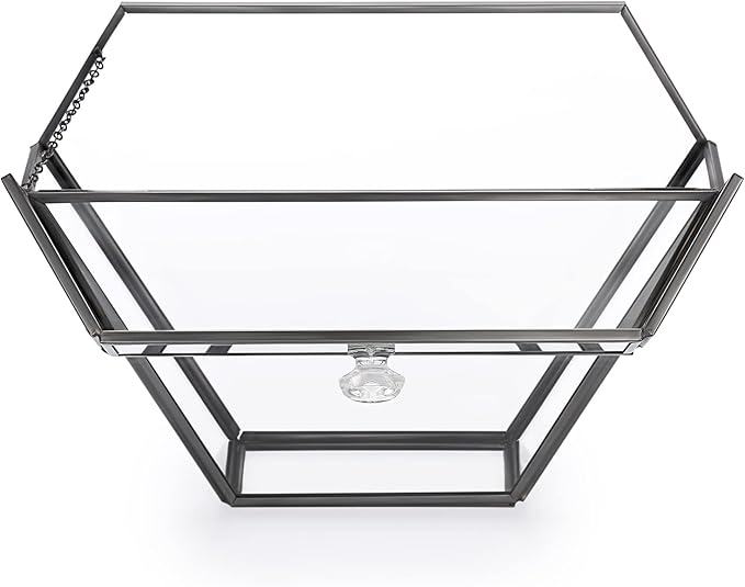 ELLDOO Black Glass Coffee Filter Holder Coffee Paper Storage Container Filter Paper Dispenser Rack with Dustproof Cover