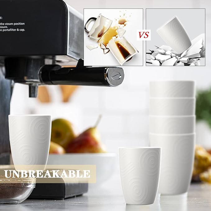 Homienly Drinking Cups 12 OZ Wheat Straw Cup Sets of 6 Reusable Water Drinking Glasses Dishwasher Safe Water Glasses Lightweight Tumbler for Kitchen - White