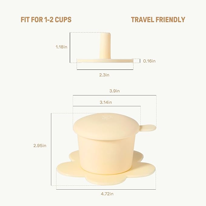 PHINOI Pour Over Coffee Dripper - Vietnamese Phin Filter – Single Cup Coffee Maker 1-2 Cup with Flower Design – Plastic Reusable Coffee Filter for Manual Brewing, Travel Friendly (Ivory)