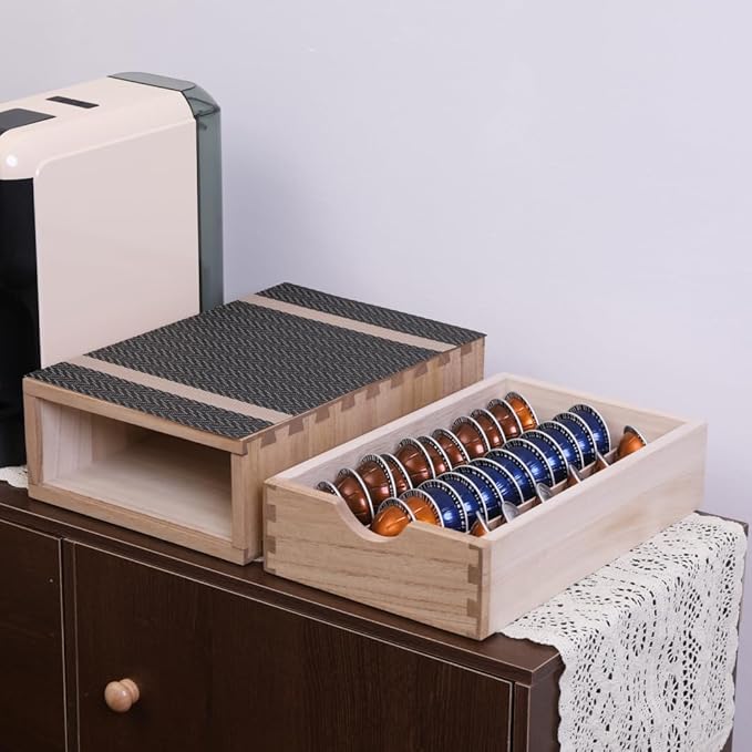 Drawer Holder for Coffee Brew - Kitchen Machine Accessories Stand Shelf Countertop - Serve Coffee Station and Pod Capsules Storage Organizer for Home Decor Office Storage Solution CF1D1C-Light