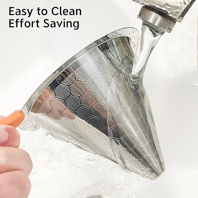 Pour Over Coffee Dripper, Paperless Pour Over Coffee Filter, Reusable Pour Over Coffee Maker Set, Dual-Layer Stainless Steel Cone Filter, Detachable Dripper Stand, Single Cup Brewer 1-2 Cup