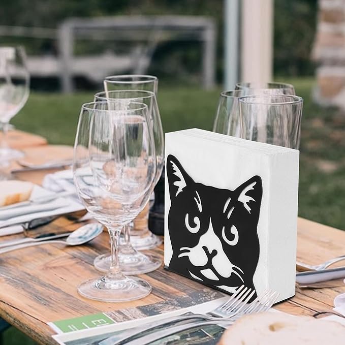 Napkin Holder for Table,Metal Napkin Holder for Kitchen Dining Farmhouse Cocktail Picnic Bar Rustic, Modern Napkins Holder for All Dining Room Decors (Cat)