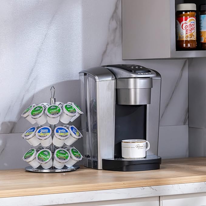 Rice rat K cup Holder Storage Coffee Capsules Pod Holder Carousel 3 Tier Compatible with 27 K-Cup Pods