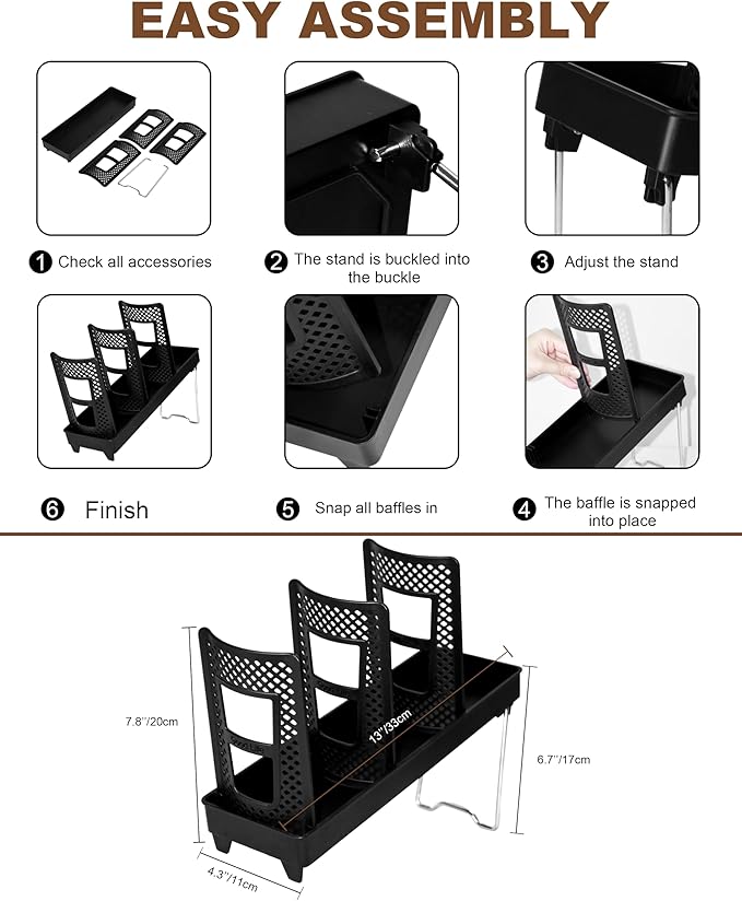 Coffee Cup Holder,Cup and Lid Dispenser with Stand,Disposable Cups Organizer,3 Slots,for Coffee Station,Bar,Office,Home,Restaurant,Breakroom,Countertop