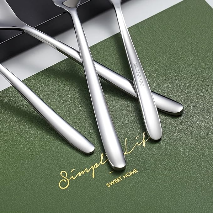 Dinner Spoons 6 Piece, 8.1'' Stainless Steel Tablespoons, Soup Spoons, Dessert Spoons, Spoons Silverware for Home, Kitchen or Restauran,Dishwasher Safe (Silver)