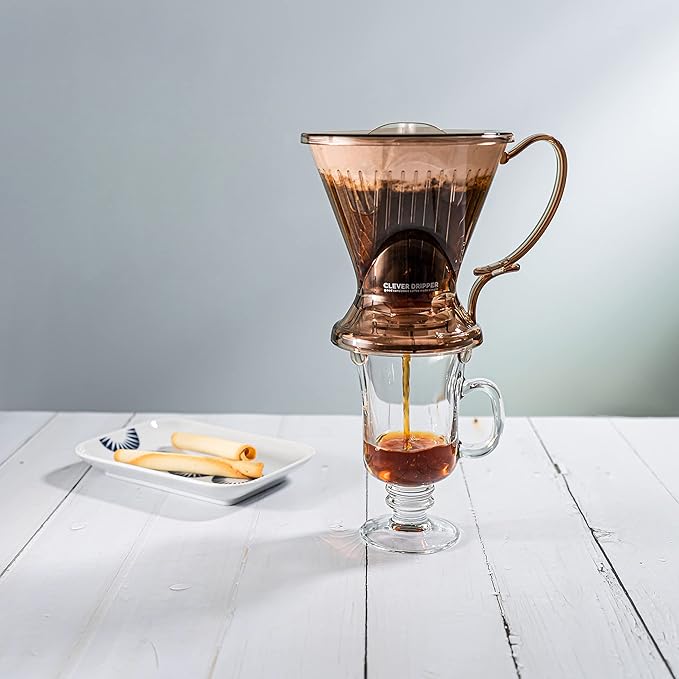 Clever Coffee Dripper and Filters, Large 18 oz, Original Classic Design, Safe BPA Free Plastic, dripper coffee maker, drip coffee maker pour over, 100 filters, coaster and lid