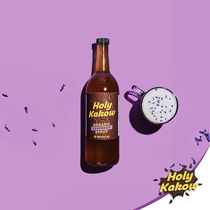 Holy Kakow Cafe Organic Lavender Syrup - Lavender Coffee Syrup, Organic Syrup for Coffee, Latte, Cocktail and Shake, Real Food Ingredients - 750ml