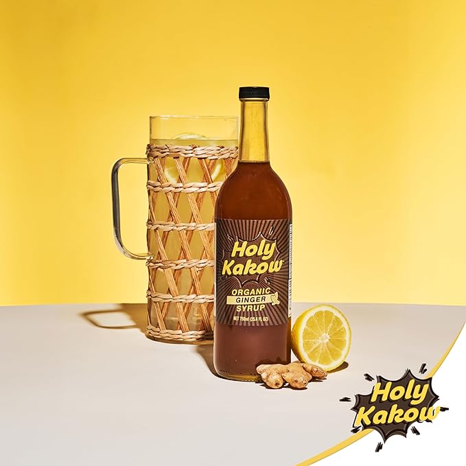 Holy Kakow Cafe Organic Ginger Syrup - Ginger Syrup, Coffee Syrup, Organic Syrup for Coffee, Ginger Syrup for Coffee, Add to Latte, Cocktail and Shake, Real Food Ingredients, Specific Flavor - 750ml