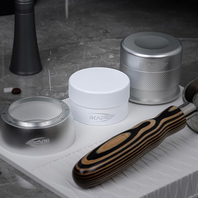 IKAPE 53MM Coffee Distributor, Gravity Adaptive Espresso Distributor Fits All 54MM Espresso Portafilter, Compatible with 54MM Breville Bottomless Portafilter (White)