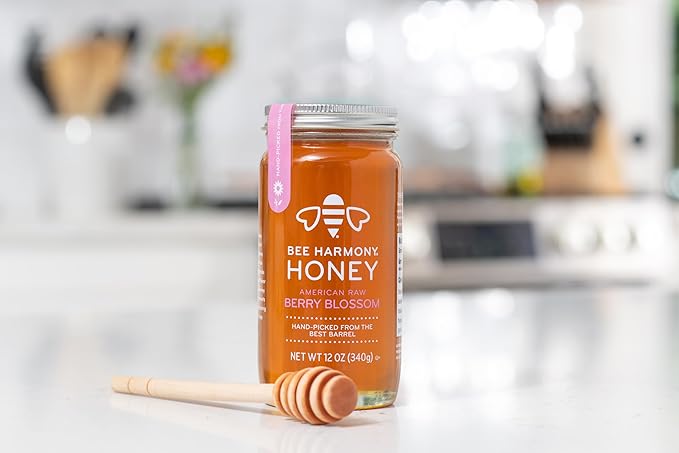 Bee Harmony Berry Blossom American Raw Honey, 12 OZ Each, Pack of 2