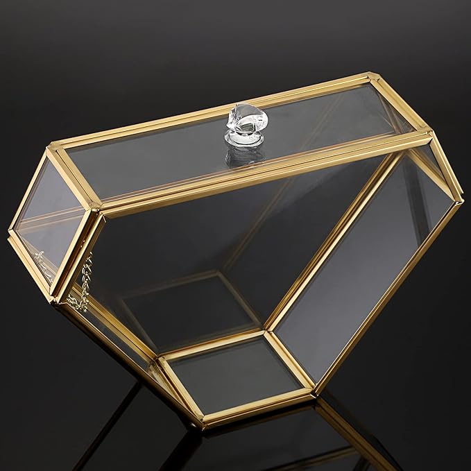 ELLDOO Gold Glass Coffee Filter Holder Coffee Paper Storage Container Filter Paper Dispenser Rack with Dustproof Cover