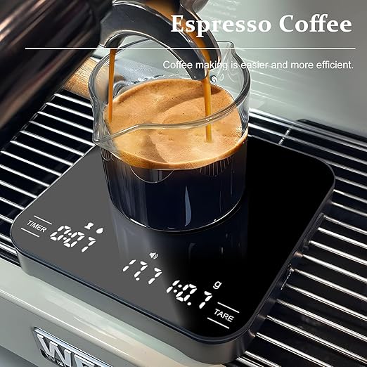 Digital Coffee Scale with Timer/Tare, 2kg/0.1g Precision Espresso Scale, Food Scale Rechargeable, Multiple Modes: Pour-Over/Espresso/Water Flow Speed, LED Display Kitchen Scale with g/oz/ml