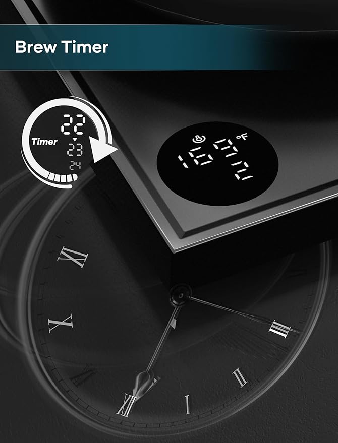 Electric Kettle, Gooseneck Electric Kettle, ±1℉ Precise Temperature Control, Stainless Steel Interior, Quick Heating for Pour Over Coffee, Tea & Boiling Water, 0.9L (Wood Black)