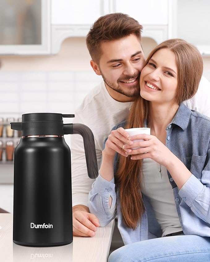 Carafes for Hot Liquids 70 oz - 36 Hour Stainless Steel Thermal Coffee Carafe-Insulated Coffee Carafes For Keeping Hot/Cold Coffee, Tea, Water, Drink Dispenser for Parties(Black)