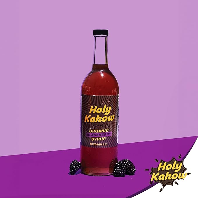 Holy Kakow Cafe Organic Blackberry Syrup - Blackberry Coffee Syrup, Organic Syrup for Coffee, Latte, Cocktail and Shake, Real Food Ingredients - 750ml