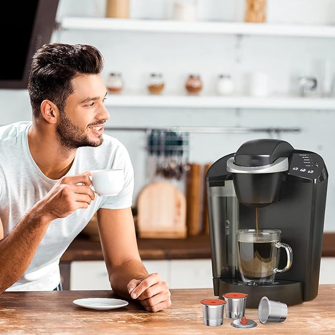 Reusable K Cups For Keurig keurig reusable coffee pods Compatible with 1.0 and 2.0 Keurig Single Cup Coffee Maker Stainless Steel K Cup,Non-BPA(4 pack)