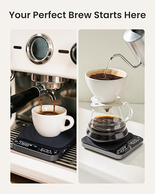 RENPHO Coffee Scale with Timer, Rechargeable Espresso Scale, 0.1g High Precision Pour-Over Coffee Scale, 3kg