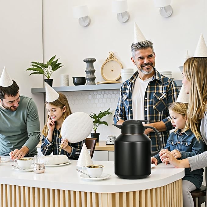 70 oz Thermal Coffee Carafe Insulated for Keeping Hot and Cold, Stainless Steel Thermal Coffee pot for Coffee, Tea, Water for Parties, Black