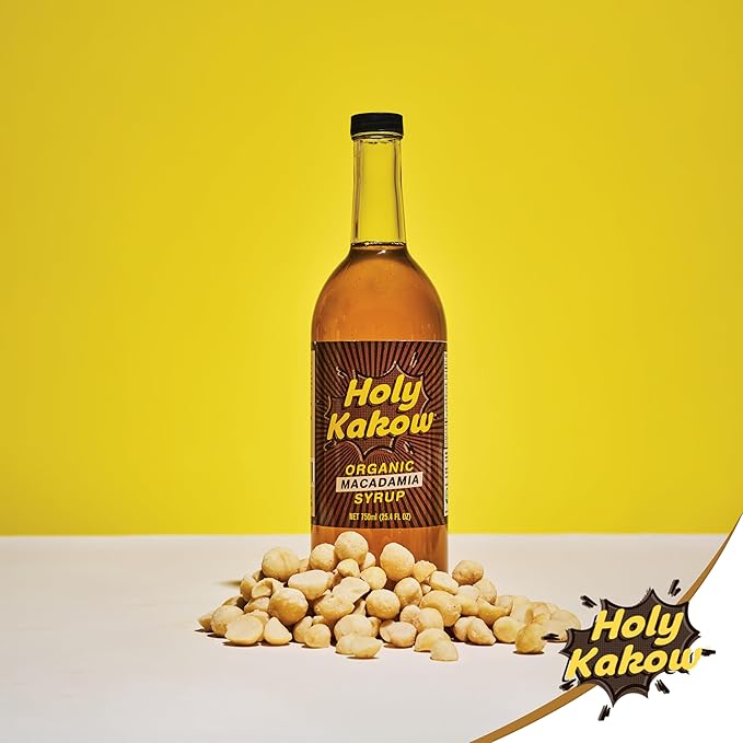 Holy Kakow Cafe Organic Macadamia Syrup - Macadamia Coffee Syrup, Organic Syrup for Coffee, Latte, Cocktail and Shake, Real Food Ingredients - 750ml