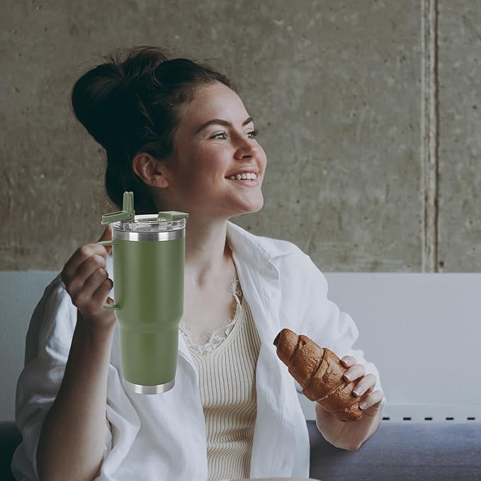 HASLE OUTFITTERS 30oz Tumbler Bulk with Handle, Insulated Travel Coffee Mug Set with Handle Leak-Proof Double Wall Stainless Steel Vacuum Tumblers Pack Metal Cup for Hot and Cold Drink