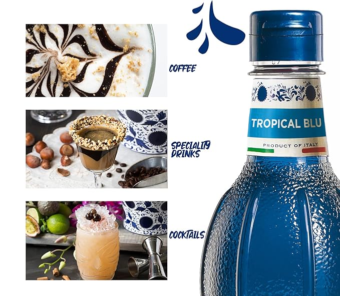 Fabbri Flavoring Syrup, Tropical Blue, Made in Italy, 33.8 Ounce (1 Liter)