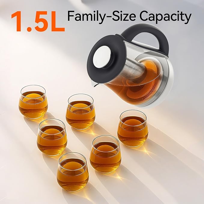 Electric Kettle With Infuser, 1.5L Electric Tea Kettle With Temperature Control, 1200W Fast heating for Pour Over Coffee, Brew Tea, Boil Hot Water, BPA-Free, Easy to Clean G888B