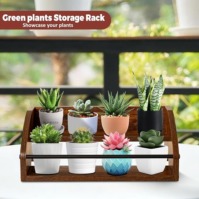 Wooden Countertop Organizer- Liquor Bottle Display Shelf, Coffee Syrup Rack Organizer, Spice Rack, Liquor Cabinet β Small Counter Storage, Stepped Pantry Shelf for Seasonings, Tea, Spice (Brown)