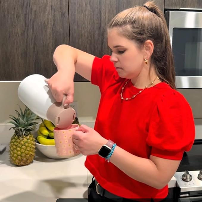 GiNT 1.9L / 64Oz Thermal Coffee Carafe, Insulated Stainless Steel Coffee Carafes for Keeping Hot/Double Walled Vacuum Thermal Carafe (White)